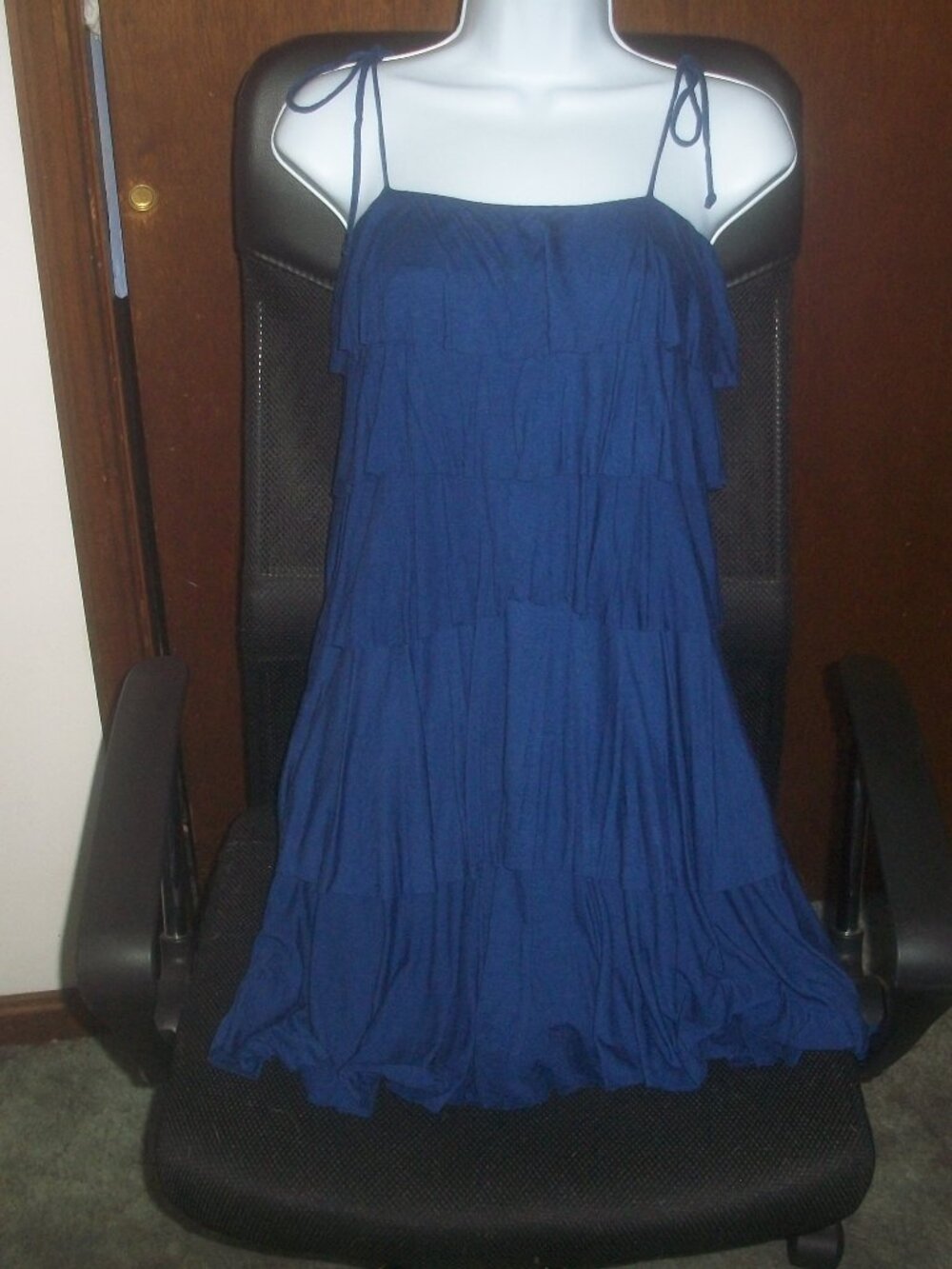 womens tiered ruffled layered summer dress royal blue size medium